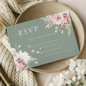 Dusty Rose Blush & Sage Floral Wedding All Event 出欠カード