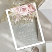 Dusty Rose & Blush Wedding White Border アクリル招待状