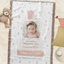 Dusty Rose Boho Baby's 1st Photo Christmas スローブランケット