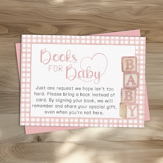 Dusty Rose Books for Baby Card Baby Shower Insert エンクロージャーカード