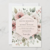 Dusty Rose Botanical Bloom Wedding 招待状 (正面)