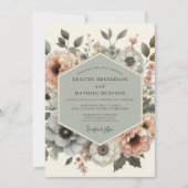 Dusty Rose Botanical Elegance Wedding 招待状 (正面)