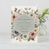 Dusty Rose Botanical Elegance Wedding 招待状 (スタンド正面)