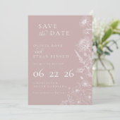 Dusty Rose Botanical Minimal Wedding Save the Date (スタンド正面)