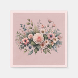 Dusty Rose Botanical Wedding Floral Watercolor スタンダードカクテルナプキン