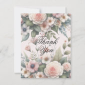 Dusty Rose Botanical Wedding Thank You Card サンキューカード (正面)