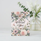 Dusty Rose Botanical Wedding Thank You Card サンキューカード (スタンド正面)