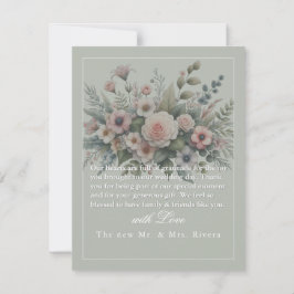 Dusty Rose Botanical Wedding Thank You Card サンキューカード