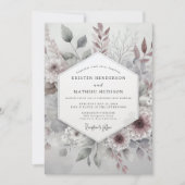 Dusty Rose Botanical Whimsical Wedding 招待状 (正面)