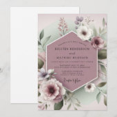 Dusty Rose Botanical Whimsy Wedding 招待状 (正面/裏面)