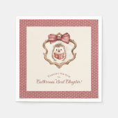 Dusty Rose Bow Hedgehog Reading Baby Shower Napkin スタンダードカクテルナプキン (正面)