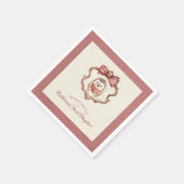 Dusty Rose Bow Hedgehog Reading Baby Shower Napkin スタンダードカクテルナプキン (角)