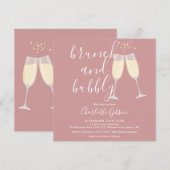 Dusty Rose Brunch Bubbly QR Code Bridal Shower 招待状 (正面/裏面)