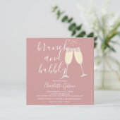 Dusty Rose Brunch Bubbly QR Code Bridal Shower 招待状 (スタンド正面)