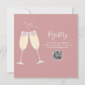 Dusty Rose Brunch Bubbly QR Code Bridal Shower 招待状 (裏面)