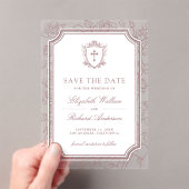 Dusty Rose Catholic Wedding Save the Date アクリル招待状 (インサイチュ (ポータブル))