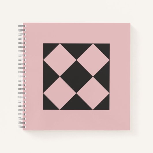 Dusty Rose & Charcoal Black Geometric Notebook ノートブック (正面)