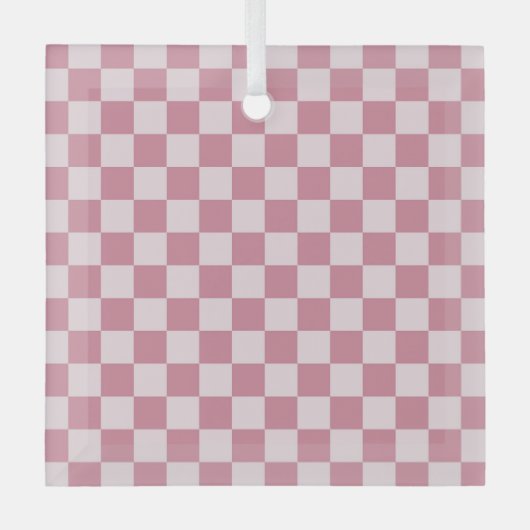 Dusty rose checkerboard pattern ガラスオーナメント (正面)