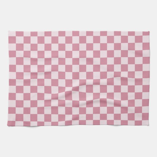 Dusty rose checkerboard pattern キッチンタオル (横)