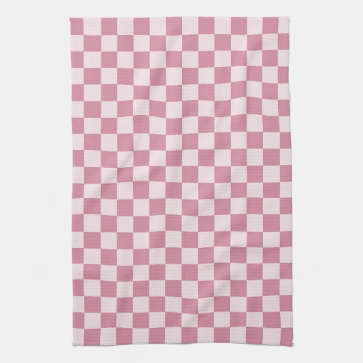 Dusty rose checkerboard pattern キッチンタオル (縦)