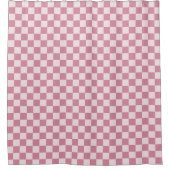 Dusty rose checkerboard pattern シャワーカーテン (正面)