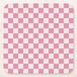 Dusty rose checkerboard pattern スクエアペーパーコースター