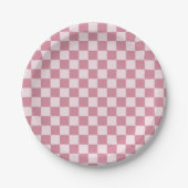 Dusty rose checkerboard pattern ペーパープレート (正面)