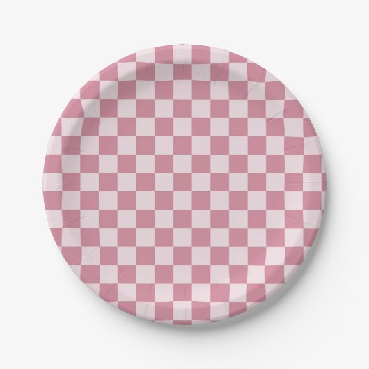 Dusty rose checkerboard pattern ペーパープレート (正面)
