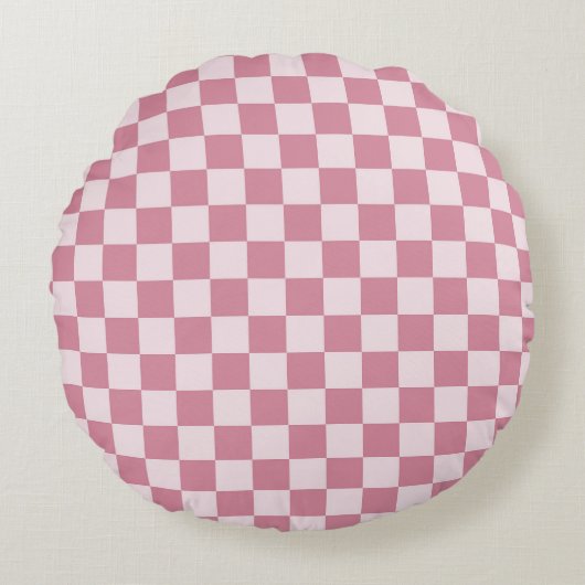 Dusty rose checkerboard pattern ラウンドクッション (正面)