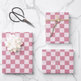 Dusty rose checkerboard pattern ラッピングペーパーシート