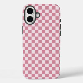 Dusty rose checkerboard pattern iPhone 16 plusケース