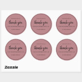 Dusty Rose Chic Script Thank You For Shopping ラウンドシール (シート)