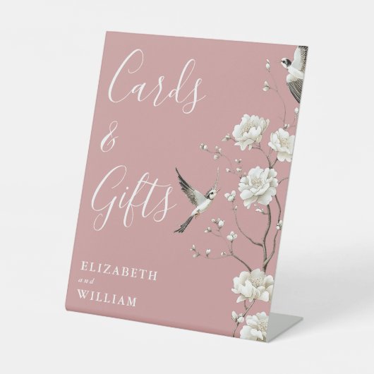 Dusty Rose Chinoiserie Cards And Gifts Wedding 台座サイン (正面)