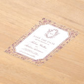 Dusty Rose Chinoiserie Crest Wedding Save the Date アクリル招待状 (レイダウン)