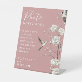 Dusty Rose Chinoiserie Photo Guest Book Wedding 台座サイン