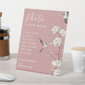 Dusty Rose Chinoiserie Photo Guest Book Wedding 台座サイン (インサイチュ)