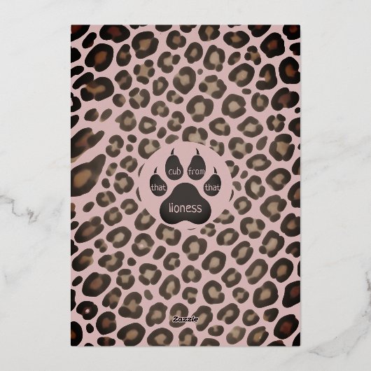 Dusty Rose Cub Baby Shower 箔招待状 (裏面)