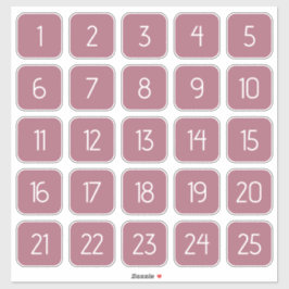 Dusty Rose Customizable Square Number Stickers  シール