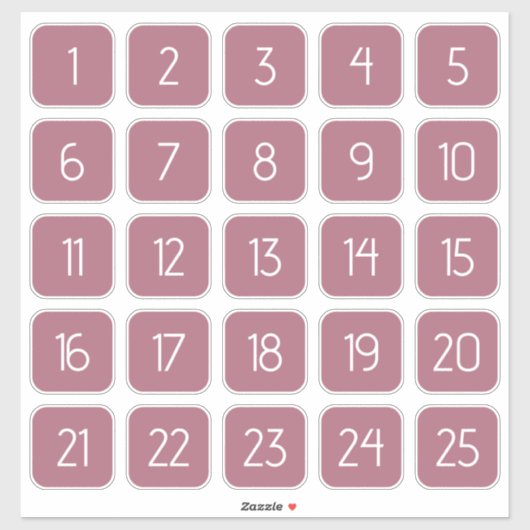 Dusty Rose Customizable Square Number Stickers  シール (シート)