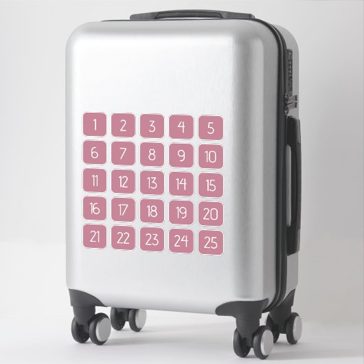 Dusty Rose Customizable Square Number Stickers  シール (スーツケース)