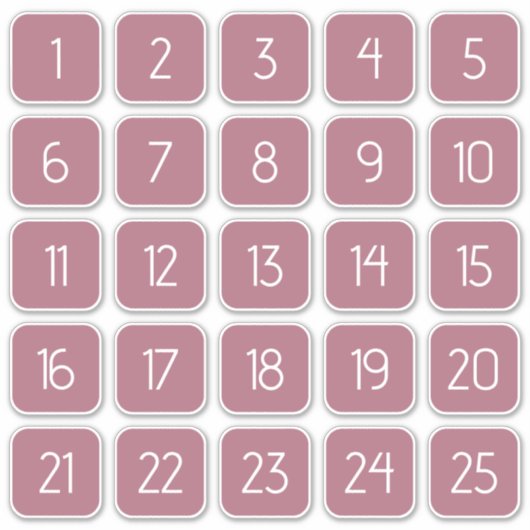 Dusty Rose Customizable Square Number Stickers  シール (正面)