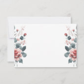 Dusty Rose Elegant 2 Meal Choice Greenery Floral 出欠カード (裏面)