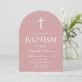 Dusty Rose Elegant Baptism Arch  招待状 (スタンド正面)