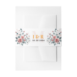 Dusty Rose Elegant Pink Mauve Gold Floral  招待状ベリーバンド