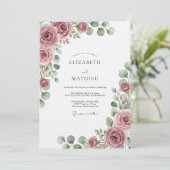 Dusty Rose Ethereal Flora Wedding 招待状 (スタンド正面)