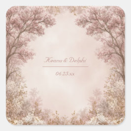Dusty Rose Ethereal Forest Arch Wedding スクエアシール