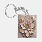 Dusty Rose Floral - Acrylic Keychain キーホルダー (正面左)
