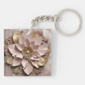 Dusty Rose Floral - Acrylic Keychain キーホルダー (裏面)