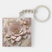 Dusty Rose Floral - Acrylic Keychain キーホルダー (裏面)