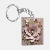 Dusty Rose Floral - Acrylic Keychain キーホルダー (正面左)